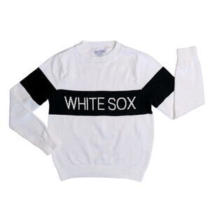 HILLFLINT White Black ‘WHITE SOX’ Crew Neck Baseball Sweater Women’s